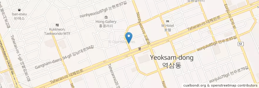 Mapa de ubicacion de 역삼1동 en Corea Del Sur, Seúl, 강남구, 역삼동, 역삼1동.