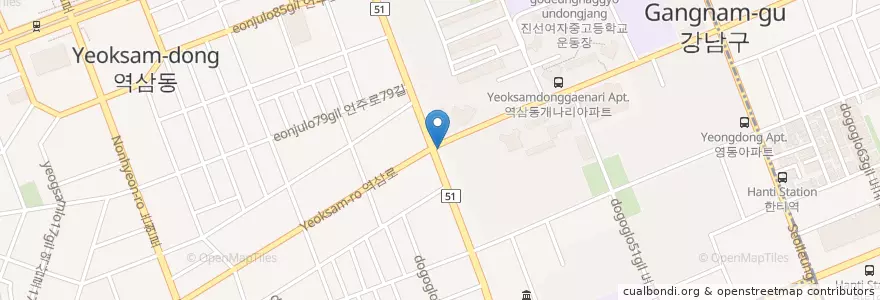 Mapa de ubicacion de 역삼2동 en 대한민국, 서울, 강남구, 역삼동, 역삼2동.