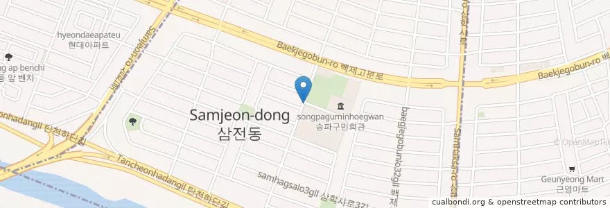 Mapa de ubicacion de 삼전동 en Güney Kore, Seul, 송파구, 삼전동.