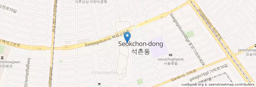 Mapa de ubicacion de 석촌동 en 大韓民国, ソウル, 松坡区, 석촌동.