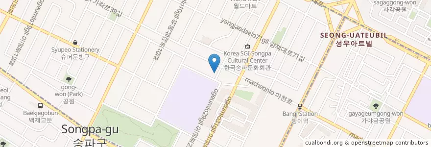 Mapa de ubicacion de 방이1동 en Güney Kore, Seul, 송파구, 방이1동.