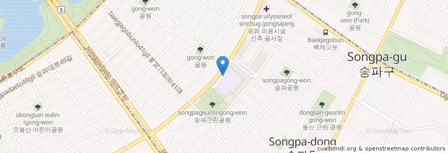 Mapa de ubicacion de 송파1동 en 大韓民国, ソウル, 松坡区, 송파1동.