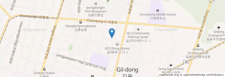 Mapa de ubicacion de 길동 en Coreia Do Sul, Seul, 강동구, 길동.