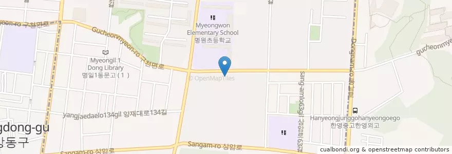 Mapa de ubicacion de 명일동 en Coreia Do Sul, Seul, 강동구, 명일동.
