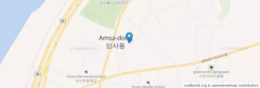 Mapa de ubicacion de 암사동 en Corée Du Sud, Séoul, 강동구, 암사동, 암사3동.