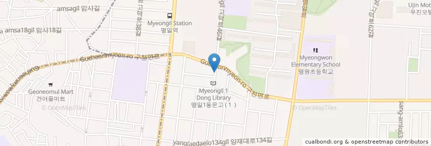 Mapa de ubicacion de 명일1동 en کره جنوبی, سئول, 강동구, 명일동, 명일1동.