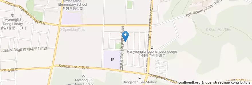 Mapa de ubicacion de 명일2동 en 대한민국, 서울, 강동구, 명일동, 명일2동.