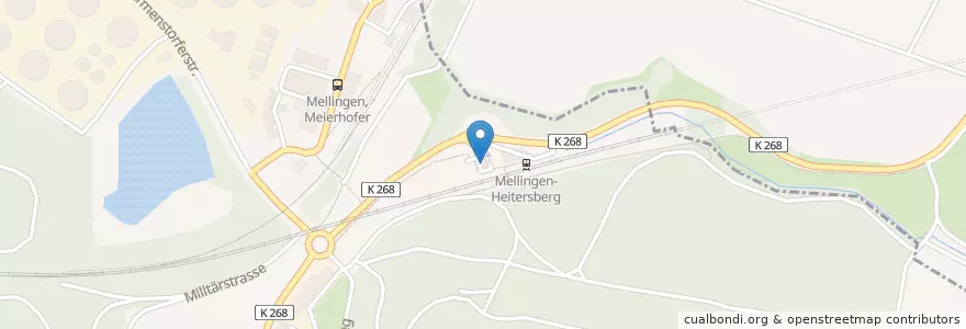 Mapa de ubicacion de Coop Pronto Heitersberg en Zwitserland, Aargau, Bezirk Baden, Mellingen.
