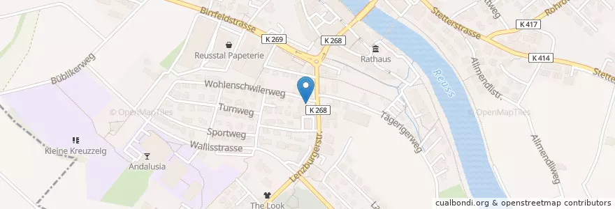 Mapa de ubicacion de Huber's car wash en スイス, Aargau, Bezirk Baden, Mellingen.