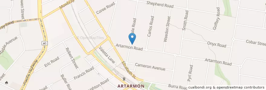 Mapa de ubicacion de Artarmon Library en Austrália, Nova Gales Do Sul, Willoughby City Council, Sydney.