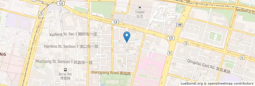 Mapa de ubicacion de 海苔飯捲專賣 en 타이완, 신베이 시, 타이베이시, 중정 구.