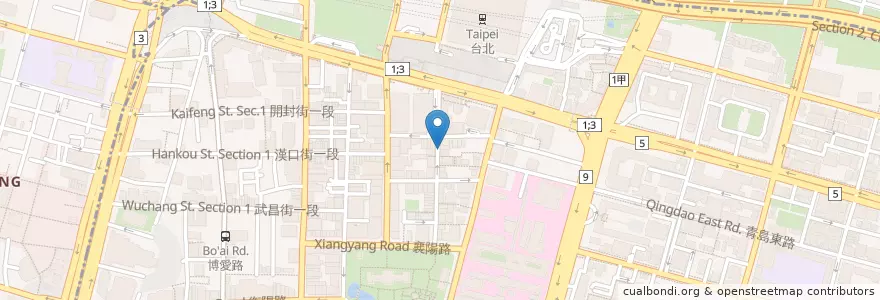 Mapa de ubicacion de 南陽美食廣場 en 臺灣, 新北市, 臺北市, 中正區.