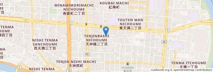 Mapa de ubicacion de 大迫酒店（立ち飲み） en 日本, 大阪府, 大阪市, 北区.