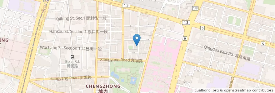Mapa de ubicacion de 人從眾厚切牛排 en 타이완, 신베이 시, 타이베이시, 중정 구.