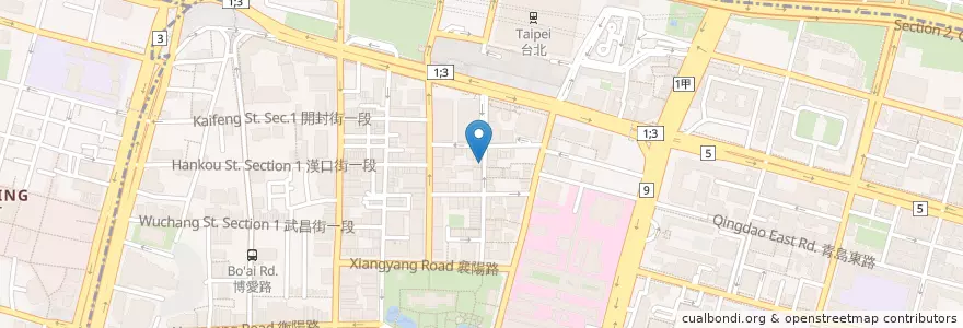 Mapa de ubicacion de 鐵路便當 en تايوان, تايبيه الجديدة, تايبيه, 中正區.