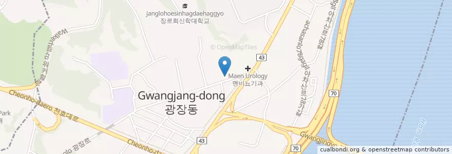 Mapa de ubicacion de 광장동 en Corea Del Sur, Seúl, 광진구, 광장동.