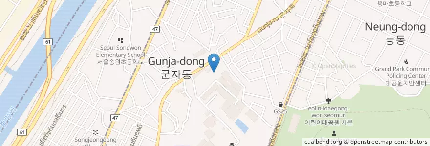 Mapa de ubicacion de 군자동 en Coreia Do Sul, Seul, 광진구, 군자동.