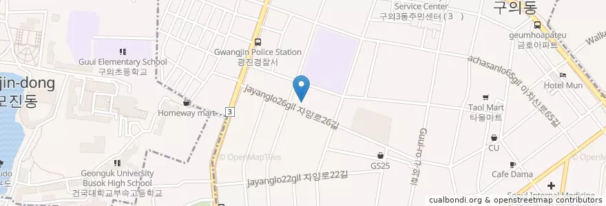 Mapa de ubicacion de 구의1동 en Corée Du Sud, Séoul, 광진구, 구의1동.