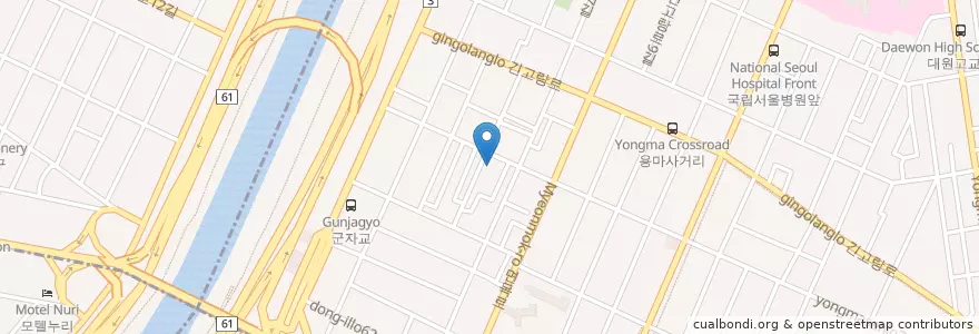 Mapa de ubicacion de 중곡1동 en 대한민국, 서울, 광진구, 중곡1동.