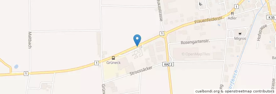 Mapa de ubicacion de Minigolfpark Müllheim en Suíça, Thurgau, Bezirk Frauenfeld, Müllheim.
