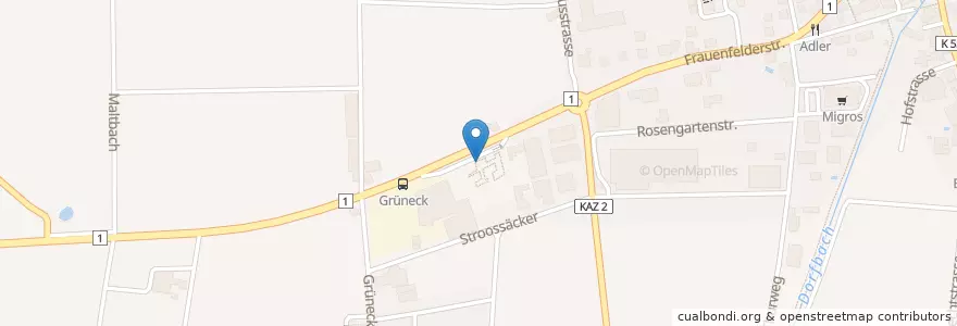 Mapa de ubicacion de Minigolfpark Müllheim en Suíça, Thurgau, Bezirk Frauenfeld, Müllheim.