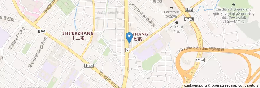 Mapa de ubicacion de 陶板屋 en Taiwan, Nuova Taipei, Distretto Di Xindian.