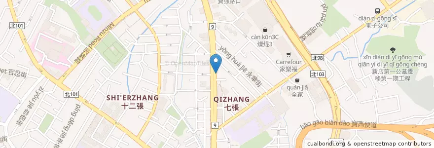Mapa de ubicacion de 麵工坊義大利麵 en تايوان, تايبيه الجديدة, 新店區.