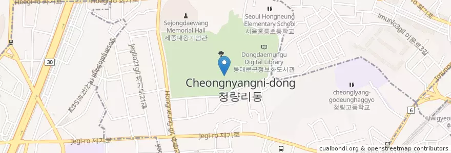 Mapa de ubicacion de 청량리동 en Zuid-Korea, Seoel, 동대문구, 청량리동, 청량리동.