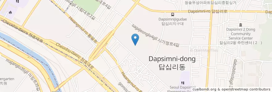 Mapa de ubicacion de 답십리1동 en 대한민국, 서울, 동대문구, 답십리1동.