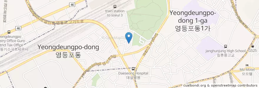 Mapa de ubicacion de 영등포본동 en Korea Selatan, 서울, 영등포구, 영등포본동.