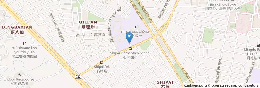Mapa de ubicacion de 石牌國小地下停車場 en 타이완, 신베이 시, 타이베이시, 베이터우 구.