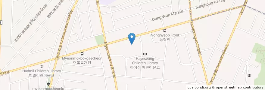 Mapa de ubicacion de 면목본동 en Coreia Do Sul, Seul, 중랑구, 면목본동.