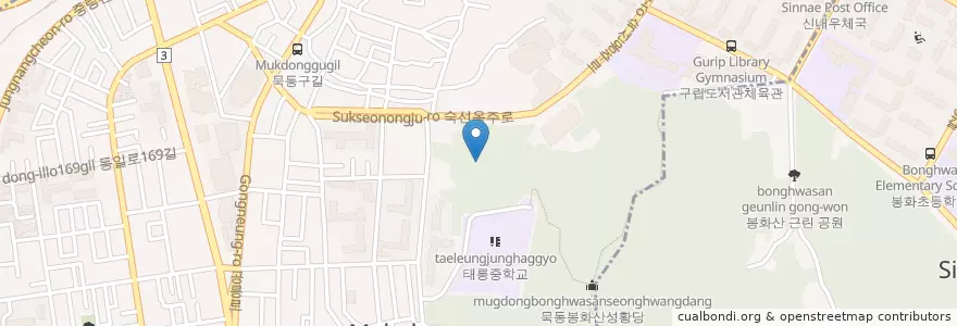 Mapa de ubicacion de 묵1동 en 대한민국, 서울, 중랑구, 묵1동.