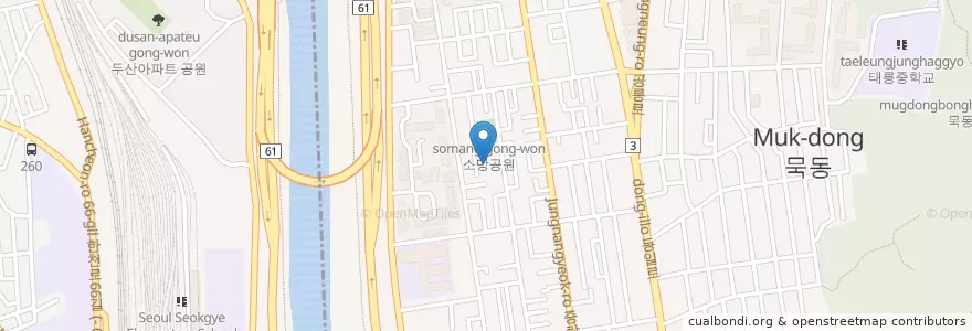 Mapa de ubicacion de 묵2동 en 대한민국, 서울, 중랑구, 묵2동.