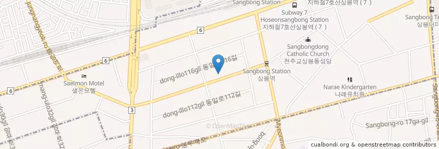 Mapa de ubicacion de 상봉2동 en 대한민국, 서울, 중랑구.
