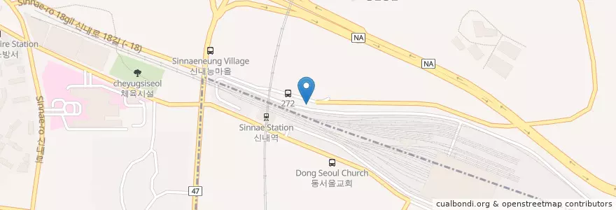 Mapa de ubicacion de 신내1동 en Corea Del Sur, Seúl, 중랑구.