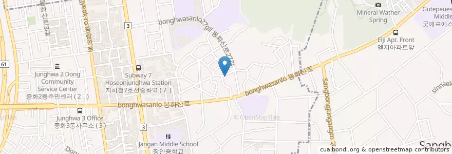 Mapa de ubicacion de 중화1동 en 대한민국, 서울, 중랑구, 중화1동.