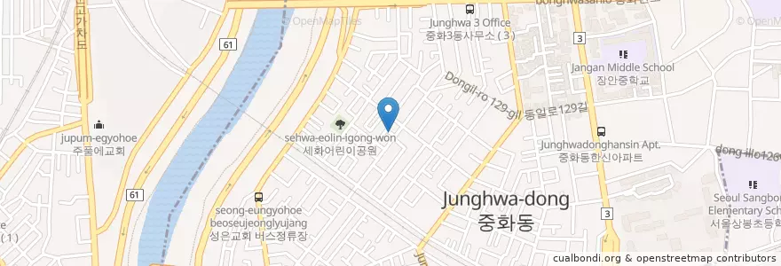 Mapa de ubicacion de 중화2동 en Corée Du Sud, Séoul, 중화2동.
