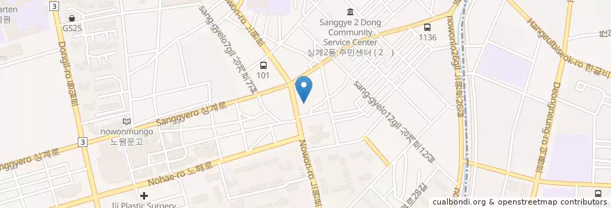 Mapa de ubicacion de 상계2동 en 대한민국, 서울, 노원구, 상계2동.