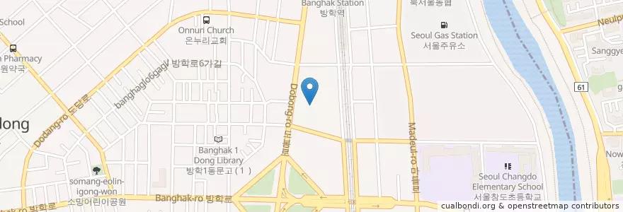 Mapa de ubicacion de 방학1동 en Coreia Do Sul, Seul, 도봉구, 방학1동.