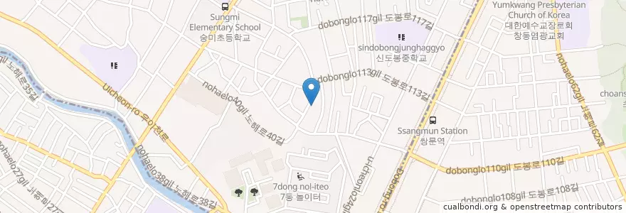 Mapa de ubicacion de 쌍문3동 en کره جنوبی, سئول, 도봉구, 쌍문3동.