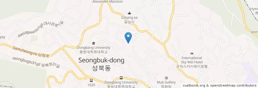 Mapa de ubicacion de 성북동 en 대한민국, 서울, 성북구, 성북동.