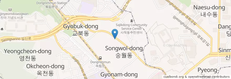 Mapa de ubicacion de 교남동 en Güney Kore, Seul, 서대문구, 종로구, 교남동.