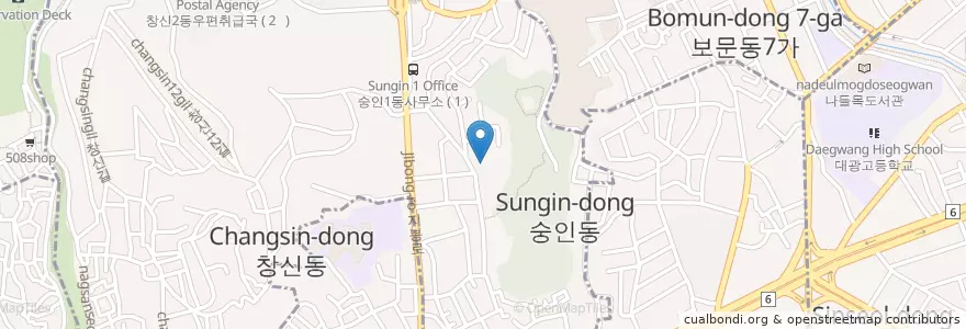 Mapa de ubicacion de 숭인1동 en Coreia Do Sul, Seul, 숭인1동.
