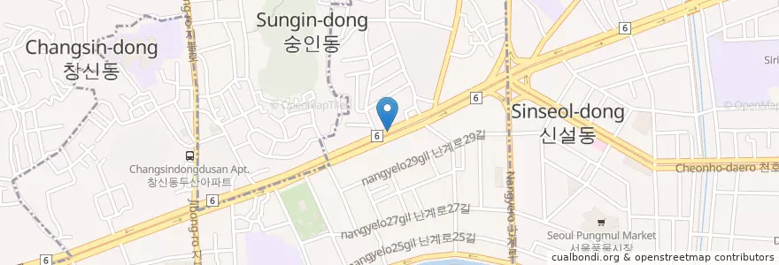 Mapa de ubicacion de 숭인2동 en كوريا الجنوبية, سول, 숭인2동.