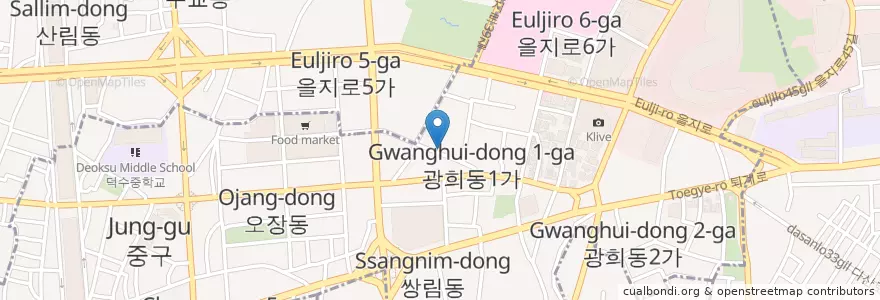Mapa de ubicacion de 광희동 en 大韓民国, ソウル, 광희동.