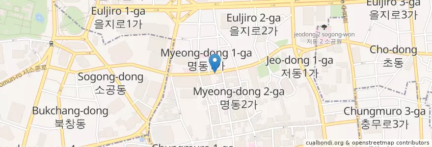 Mapa de ubicacion de 명동 en کره جنوبی, سئول, 명동.