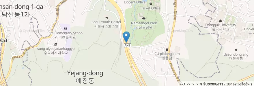 Mapa de ubicacion de 필동 en 韩国/南韓, 首尔, 中區, 필동.