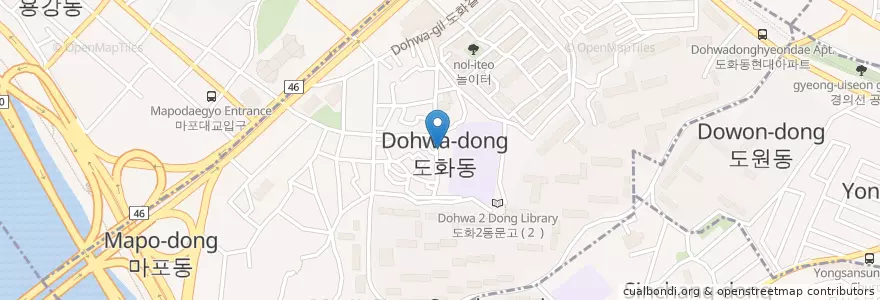 Mapa de ubicacion de 도화동 en 대한민국, 서울, 마포구, 도화동.