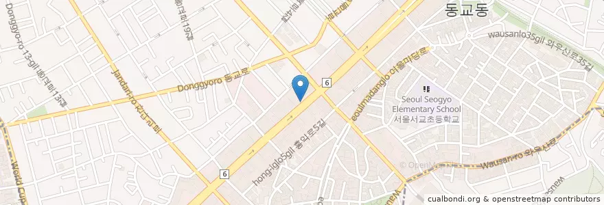Mapa de ubicacion de 서교동 en 대한민국, 서울, 마포구, 서교동.